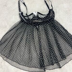 Vintage Y2K Escante Collection  Babydoll Lingerie Top Bows Black Size M #264